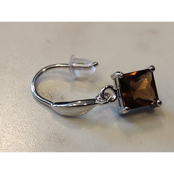 Sterling Silver Dangling Brown Gemstone Earrings - Picture 4 of 5